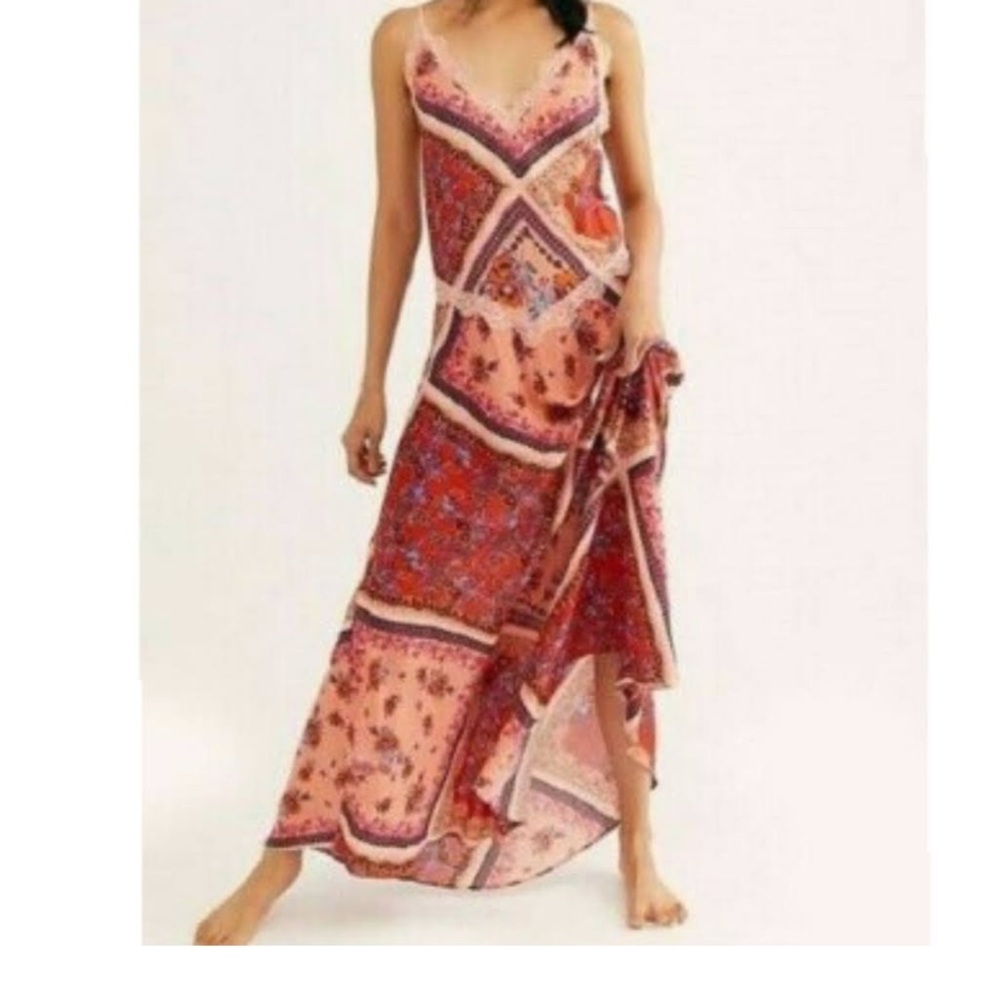 Free People Flax Flower Maxi Slip Dress. NWOT